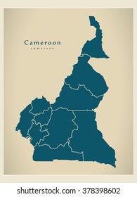 Modern Map - Cameroon with provinces CM