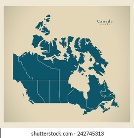 Modern Map - Canada with regions CA