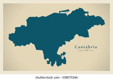 Modern Map - Cantabria ES Spain design refreshed