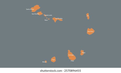 Modern Map of Cape Verde with Interactive Features, Flat design Cape Verde outline map.