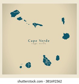 Modern Map - Cape Verde with municipalities CV