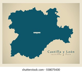 Modern Map - Castilla y Leon ES Spain design refreshed