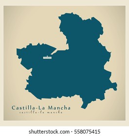 Modern Map - Castilla-La Mancha ES Spain design refreshed