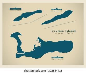 Modern Map - Cayman Islands details KY