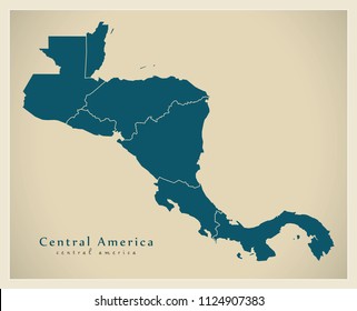 Modern Map - Central America with country borders