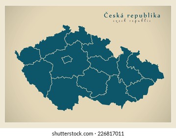 Modern Map - Ceska republika with regions CZ