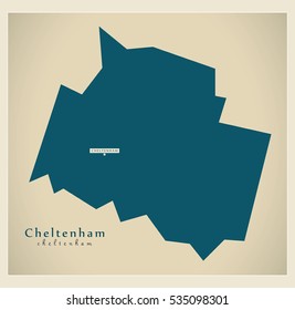 Modern Map - Cheltenham district UK