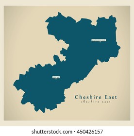 Modern Map - Cheshire East Unitary Authority England UK