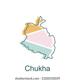 modern map of Chukha geometric colorful simple illustration design template, Bhutan Map. State and district map of Bhutan