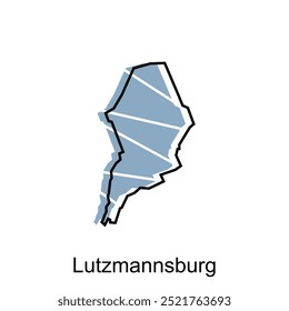 modern map City of Lutzmannsburg vector, Stylized simple outline map of Austria template design, on white background