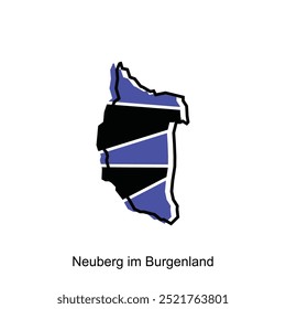 modern map City of Neuberg im Burgenland vector, Stylized simple outline map of Austria template design, on white background