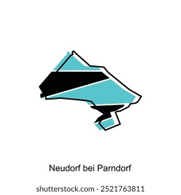 modern map City of Neudorf bei Parndorf vector, Stylized simple outline map of Austria template design, on white background