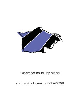 modern map City of Oberdorf im Burgenland vector, Stylized simple outline map of Austria template design, on white background