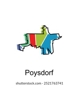 modern map City of Poysdorf vector, Stylized simple outline map of Austria template design, on white background