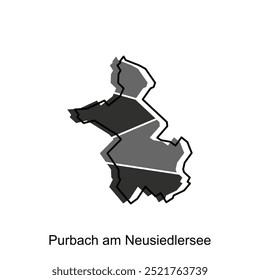 mapa moderno Cidade de Purbach am Neusiedlersee vetor, Mapa de esboço simples estilizado do modelo de design da Áustria, sobre fundo branco