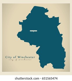 Modern Map - City of Winchester district UK illustration