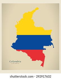Modern Map - Colombia colored CO