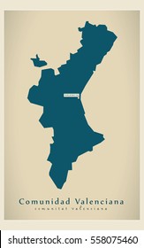 Modern Map - Comunitat Valenciana ES Spain design refreshed