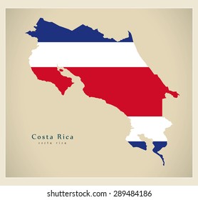 Modern Map - Costa Rica colored CR