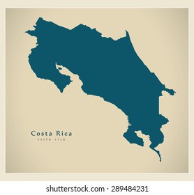 Modern Map - Costa Rica CR