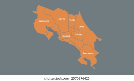 Modern Map of Costa Rica with Interactive Features, Flat design Costa Rica outline map.