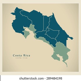 Modern Map - Costa Rica with provinces CR