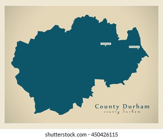 Modern Map - County Durham unitary authority England UK