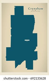 Modern Map - Crenshaw Alabama county USA illustration