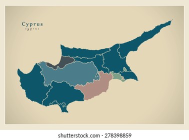 Modern Map - Cyprus with all borders CY