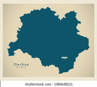 Modern Map - Dachau county of Bavaria DE