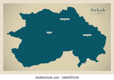 Modern Map - Debub state map of Eritrea
