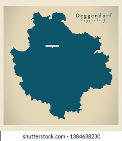 Modern Map - Deggendorf county of Bavaria DE