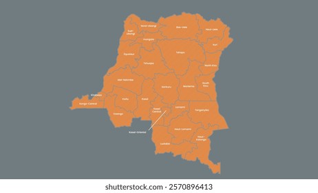 Modern Map of Democratic Republic of the Congo with Interactive Features, Flat design Democratic Republic of the Congo outline map.