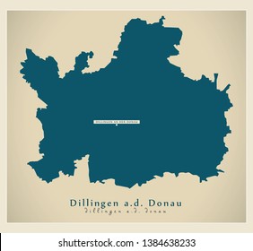 Modern Map - Dillingen an der Donau county of Bavaria DE