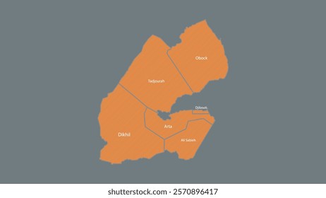 Modern Map of Djibouti with Interactive Features, Flat design Djibouti outline map.