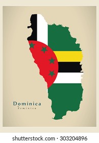 Modern Map - Dominica flag colored DM