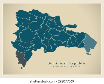 Modern Map - Dominican Republic with provinces DO