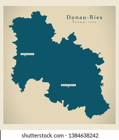 Modern Map - Donau-Ries county of Bavaria DE