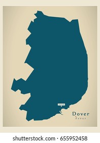 Modern Map - Dover district UK illustration