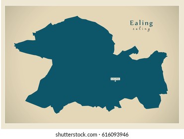 Modern Map - Ealing borough Greater London UK England