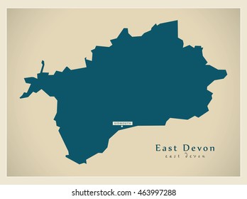 Modern Map - East Devon District UK