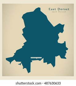 Modern Map - East Dorset district UK