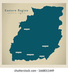 Modern Map - Eastern region map of Ghana GH