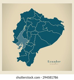 Modern Map - Ecuador with provinces EC