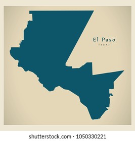 Modern Map - El Paso Texas city of the USA