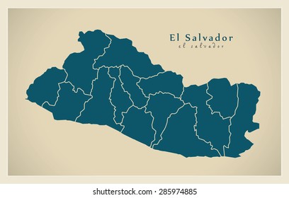 Modern Map - El Salvador with departments SV