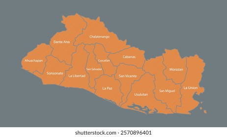 Modern Map of El Salvador with Interactive Features, Flat design El Salvador outline map.