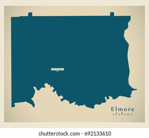 Modern Map - Elmore Alabama county USA illustration