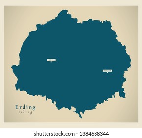 Modern Map - Erding county of Bavaria DE
