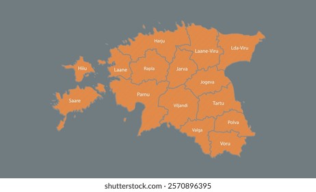 Modern Map of Estonia with Interactive Features, Flat design Estonia outline map.